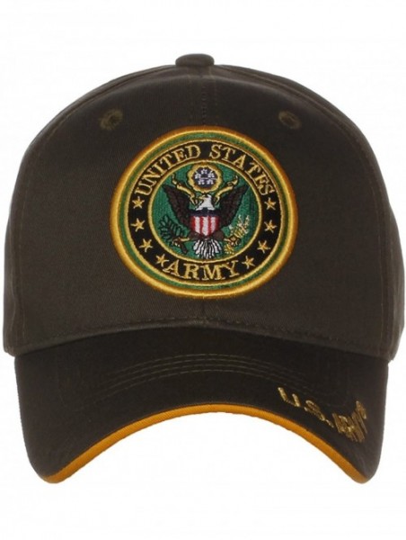 Baseball Caps US Army Official License Structured Front Side Back and Visor Embroidered Hat Cap - Round Olive - C312NUXBI4S $...