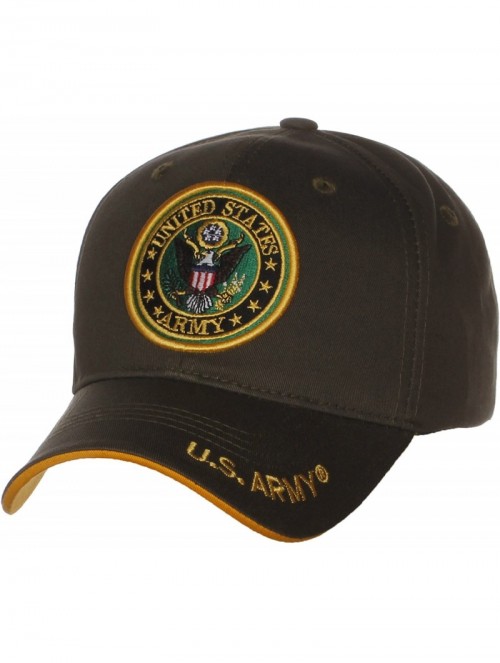 Baseball Caps US Army Official License Structured Front Side Back and Visor Embroidered Hat Cap - Round Olive - C312NUXBI4S $...