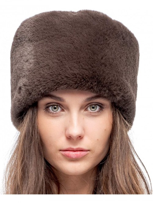 Bomber Hats Faux Fur Russian Hat for Women - Soft Velvet Fur - Comfy Cossack Style - Brown Rabbit - CE18ARRKZ0G $23.17