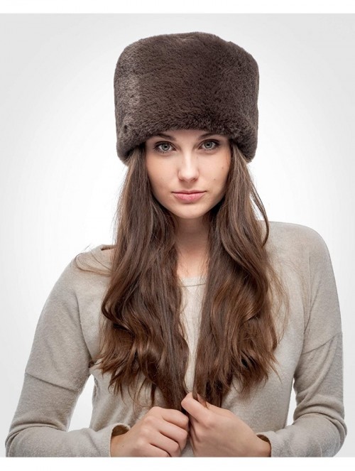 Bomber Hats Faux Fur Russian Hat for Women - Soft Velvet Fur - Comfy Cossack Style - Brown Rabbit - CE18ARRKZ0G $23.17