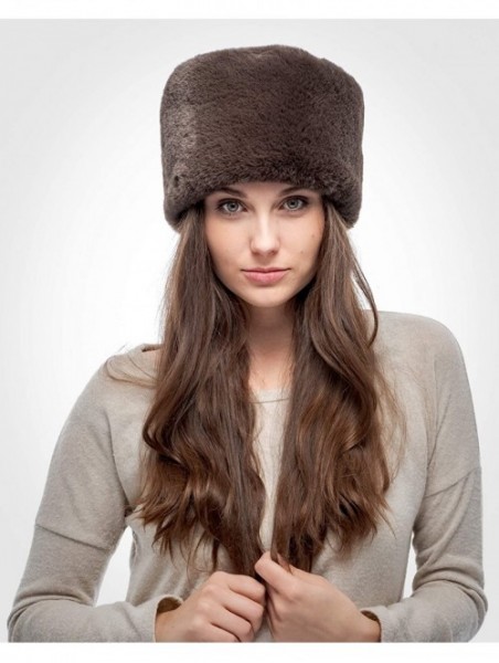 Bomber Hats Faux Fur Russian Hat for Women - Soft Velvet Fur - Comfy Cossack Style - Brown Rabbit - CE18ARRKZ0G $23.17