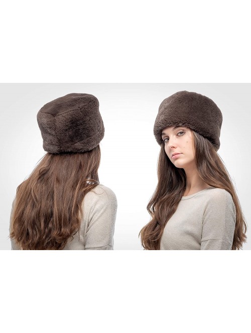 Bomber Hats Faux Fur Russian Hat for Women - Soft Velvet Fur - Comfy Cossack Style - Brown Rabbit - CE18ARRKZ0G $23.17