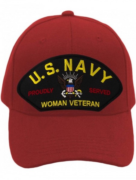 Baseball Caps US Navy - Woman Veteran Hat/Ballcap Adjustable One Size Fits Most - Red - C618NMYOYXR $26.46