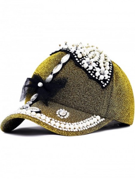 Baseball Caps Beaded Crystal Rhinestone Umbrella Design Glitter Cap - Gold - CC1254BEZZ7 $15.84