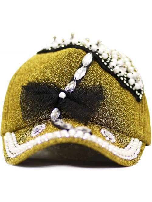 Baseball Caps Beaded Crystal Rhinestone Umbrella Design Glitter Cap - Gold - CC1254BEZZ7 $15.84