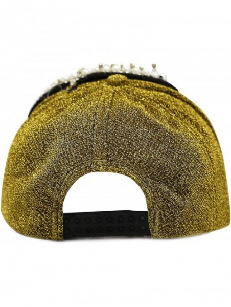 Baseball Caps Beaded Crystal Rhinestone Umbrella Design Glitter Cap - Gold - CC1254BEZZ7 $15.84