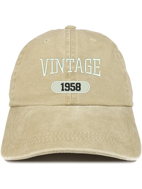 Baseball Caps Vintage 1958 Embroidered 62nd Birthday Soft Crown Washed Cotton Cap - Khaki - CA12JO1IQHV $18.59