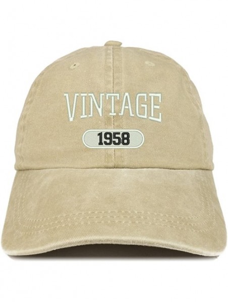 Baseball Caps Vintage 1958 Embroidered 62nd Birthday Soft Crown Washed Cotton Cap - Khaki - CA12JO1IQHV $18.59