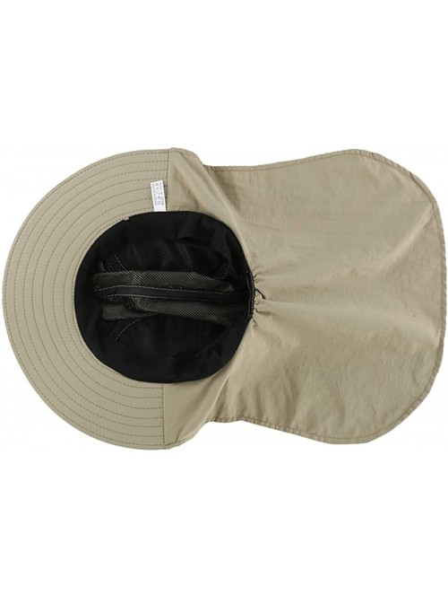 Sun Hats Mens Mesh Flap Sun Hat UPF50+ Wide Brim Breathable Outdoor Fishing Cap - Khaki - CW18EM6Q20C $15.40