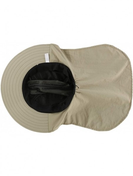 Sun Hats Mens Mesh Flap Sun Hat UPF50+ Wide Brim Breathable Outdoor Fishing Cap - Khaki - CW18EM6Q20C $15.40