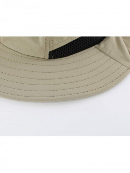 Sun Hats Mens Mesh Flap Sun Hat UPF50+ Wide Brim Breathable Outdoor Fishing Cap - Khaki - CW18EM6Q20C $15.40