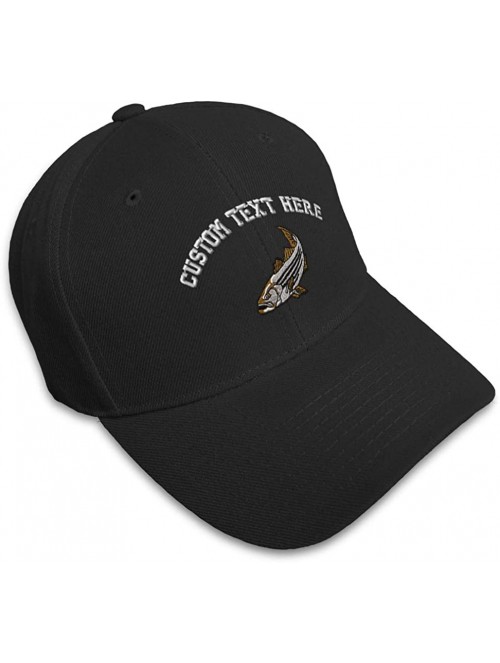 Baseball Caps Custom Baseball Cap Striped Bass Embroidery Acrylic Dad Hats for Men & Women - Black - CJ18SG3ZTU4 $27.18
