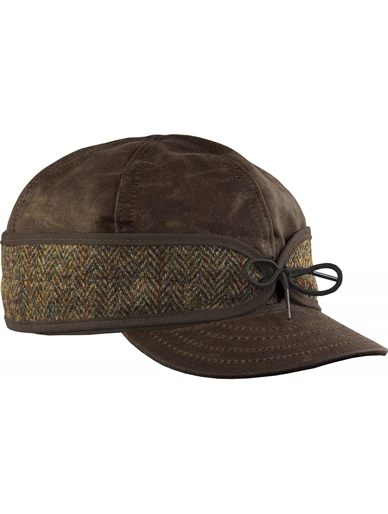 Newsboy Caps The Harris Tweed Waxed Cotton Cap - Brown - CR121RDTQUZ $60.34