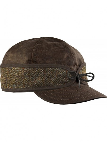 Newsboy Caps The Harris Tweed Waxed Cotton Cap - Brown - CR121RDTQUZ $60.34