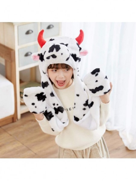 Skullies & Beanies Winter Animal Hat Set Cap 3-17yr Kids Cosplay Party Costume Toy - Milk Cow - CQ11QMELB9T $36.61