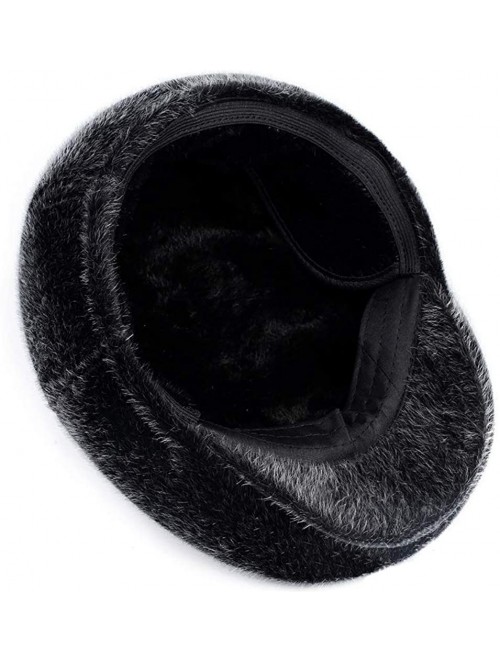 Newsboy Caps Faux Mink Fur Flat Cap Men Winter Newsboy Hat with Earmuffs Gatsby Cap - M-22-23inch/56-58cm - CH18YYXKDMO $17.70