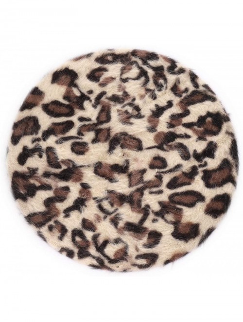 Berets Leopard Print Beret Hat for Women French Style Wool Velvet Beret Cap for Girls - Leopard Print-beige - CE18AUUHYUL $18.01