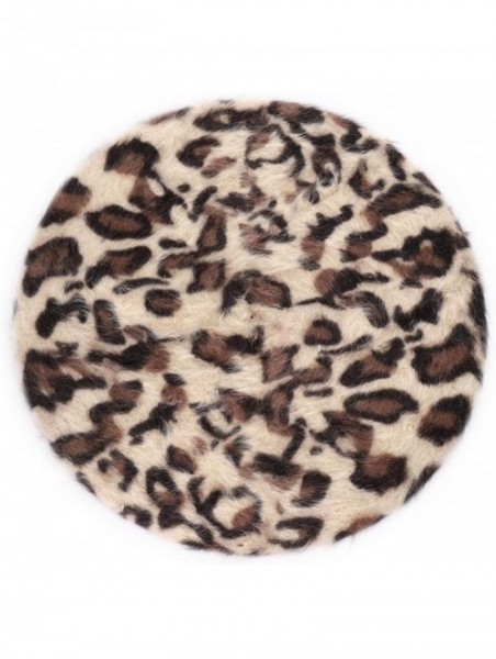 Berets Leopard Print Beret Hat for Women French Style Wool Velvet Beret Cap for Girls - Leopard Print-beige - CE18AUUHYUL $18.01