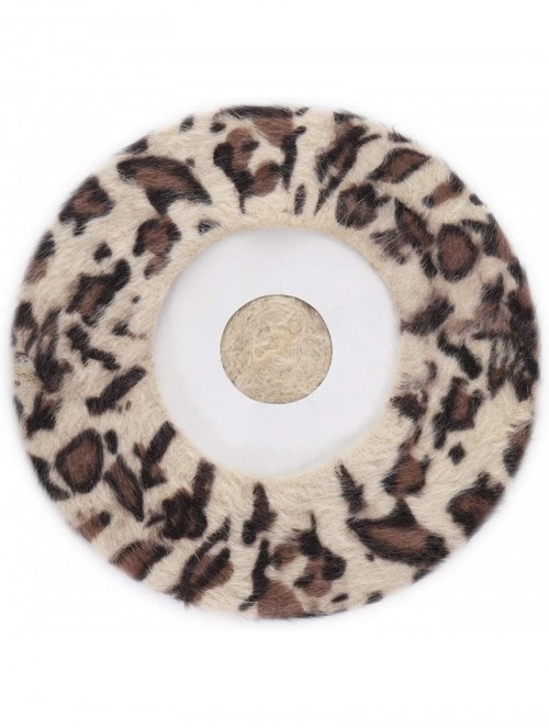 Berets Leopard Print Beret Hat for Women French Style Wool Velvet Beret Cap for Girls - Leopard Print-beige - CE18AUUHYUL $18.01