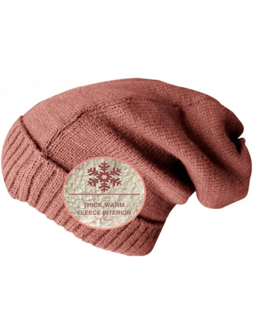 Skullies & Beanies Slouchy Beanie Winter Hats for Men and Women- Warm Fleece Lined Knit Skully - Pink - C6180OZKYS9 $12.50