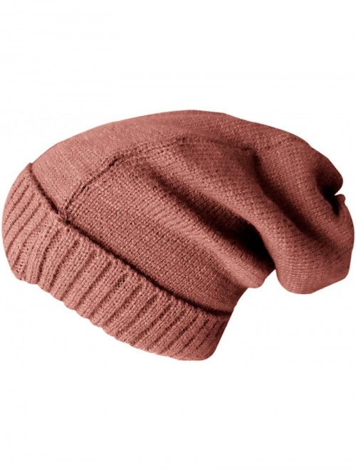 Skullies & Beanies Slouchy Beanie Winter Hats for Men and Women- Warm Fleece Lined Knit Skully - Pink - C6180OZKYS9 $12.50