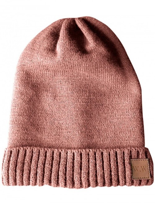 Skullies & Beanies Slouchy Beanie Winter Hats for Men and Women- Warm Fleece Lined Knit Skully - Pink - C6180OZKYS9 $12.50