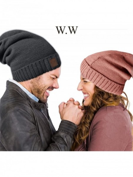 Skullies & Beanies Slouchy Beanie Winter Hats for Men and Women- Warm Fleece Lined Knit Skully - Pink - C6180OZKYS9 $12.50