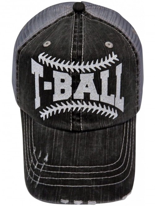 Baseball Caps White Glitter T-Ball Distressed Grey Trucker Cap Sports Baseball - CZ1834C6IKA $22.97