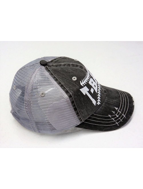 Baseball Caps White Glitter T-Ball Distressed Grey Trucker Cap Sports Baseball - CZ1834C6IKA $22.97