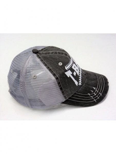 Baseball Caps White Glitter T-Ball Distressed Grey Trucker Cap Sports Baseball - CZ1834C6IKA $22.97