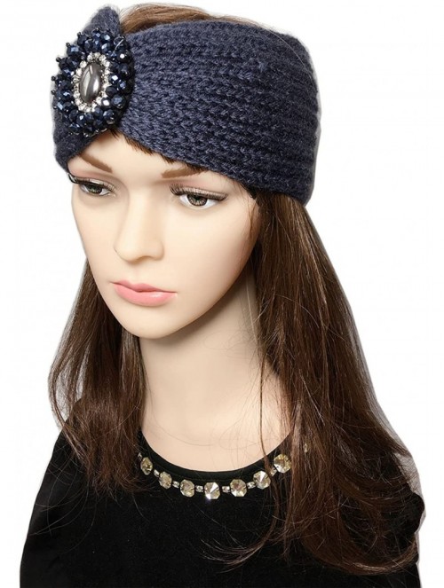 Headbands Retro Bohemian Beads Cable Knitted Winter Turban Ear Warmer Headband - Gray - C6189N4REZM $11.99