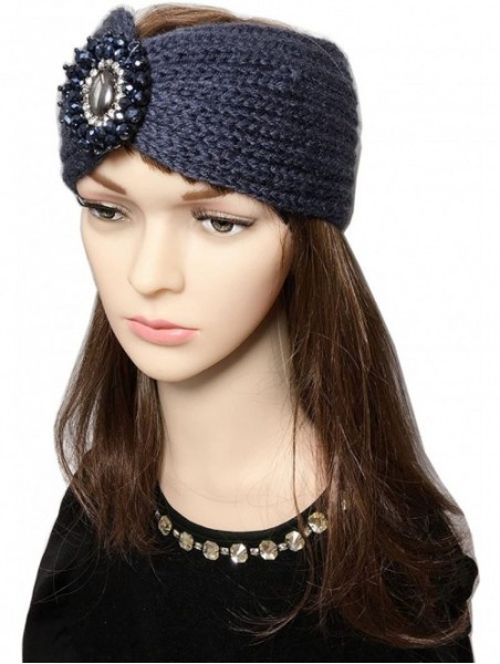 Headbands Retro Bohemian Beads Cable Knitted Winter Turban Ear Warmer Headband - Gray - C6189N4REZM $11.99