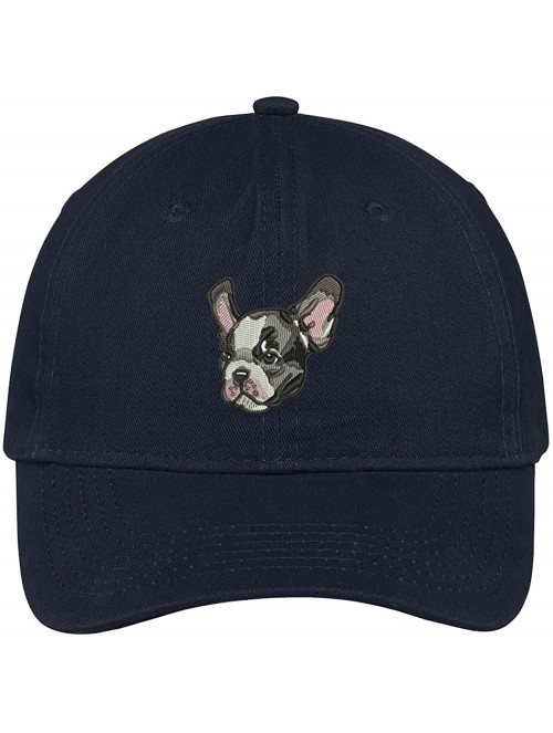 Baseball Caps French Bulldog Head Embroidered Low Profile Soft Cotton Brushed Cap - Navy - CV12O254JN1 $20.12