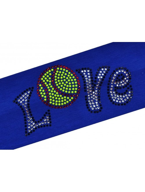 Headbands Softball Team Gift Love Softball Rhinestone Cotton Stretch Headband for Girls Teens and Adults - Royal Blue - CQ11T...