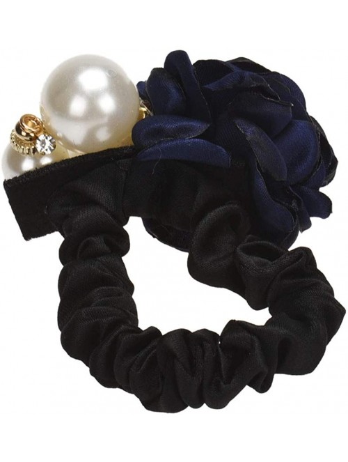 Headbands Pearls Beads Rose Flower Hair Band Rope Scrunchie Ponytail Holder - C - CS18MHTMWEY $11.66