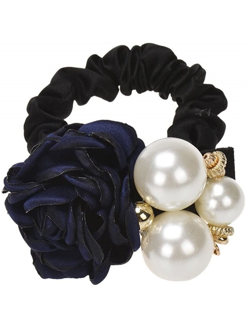 Headbands Pearls Beads Rose Flower Hair Band Rope Scrunchie Ponytail Holder - C - CS18MHTMWEY $11.66