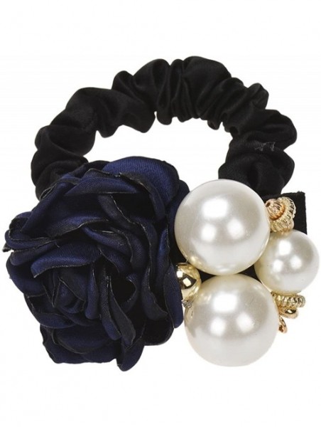 Headbands Pearls Beads Rose Flower Hair Band Rope Scrunchie Ponytail Holder - C - CS18MHTMWEY $11.66