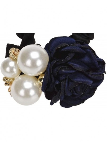 Headbands Pearls Beads Rose Flower Hair Band Rope Scrunchie Ponytail Holder - C - CS18MHTMWEY $11.66