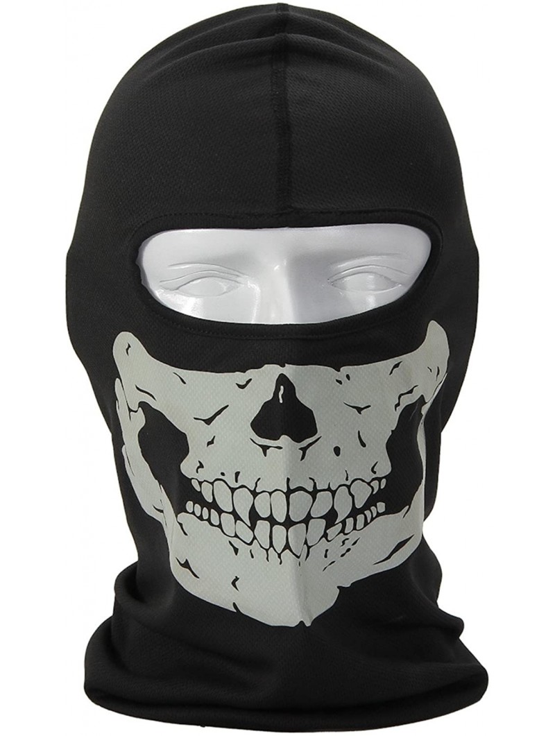 Balaclavas White Full Face Motorcycle Bicycle Skull Mask Snowmobile Neck Balaclava Hat - CJ11MENZZSF $19.00