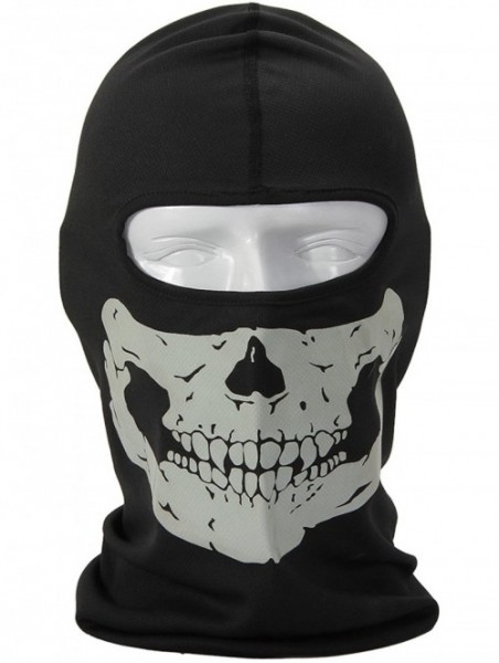 Balaclavas White Full Face Motorcycle Bicycle Skull Mask Snowmobile Neck Balaclava Hat - CJ11MENZZSF $19.00