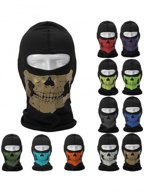 Balaclavas White Full Face Motorcycle Bicycle Skull Mask Snowmobile Neck Balaclava Hat - CJ11MENZZSF $19.00