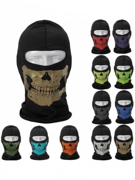 Balaclavas White Full Face Motorcycle Bicycle Skull Mask Snowmobile Neck Balaclava Hat - CJ11MENZZSF $19.00