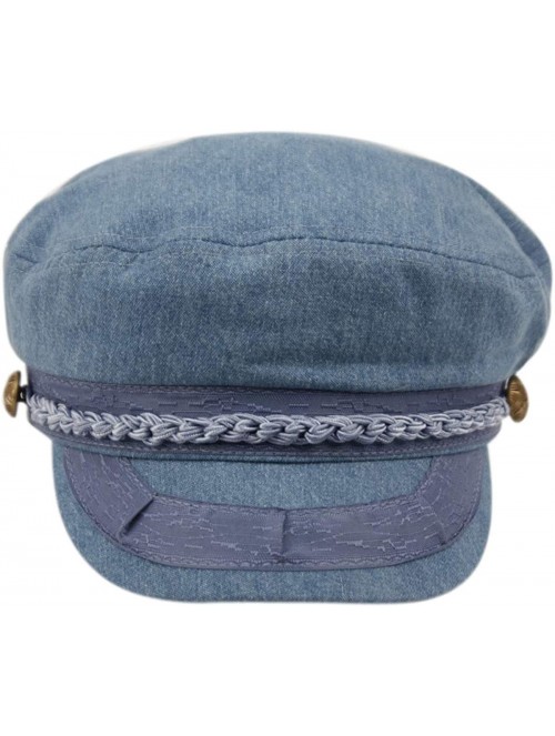 Newsboy Caps Greek Fisherman Sailor Hat Cap 100% Cotton - Blue Jeans - CL18T96HA03 $20.83