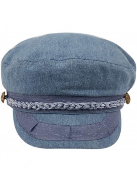 Newsboy Caps Greek Fisherman Sailor Hat Cap 100% Cotton - Blue Jeans - CL18T96HA03 $20.83