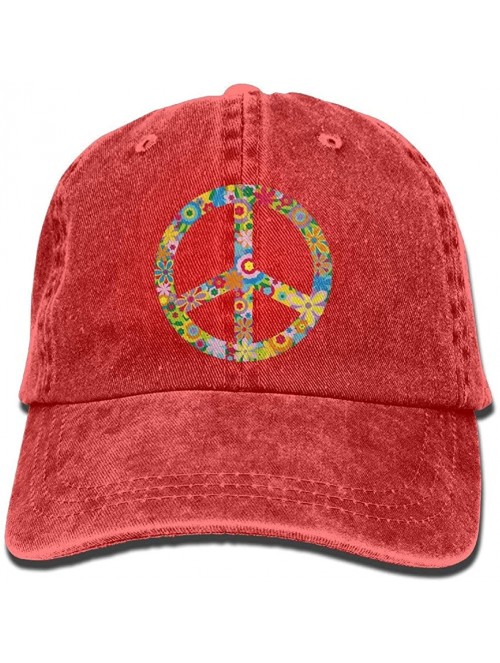 Baseball Caps Colorful Flowers Peace Sign Unisex Cowboy Hat Design for Man and Woman - Red - C8182AZWEDG $13.88