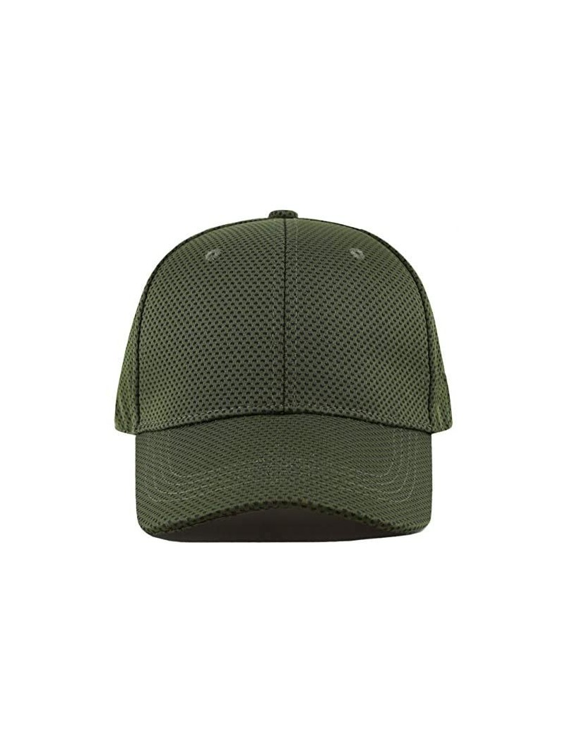 Baseball Caps Men's Curved Brim Stretch Fit Mesh 6 Panel Fitted Baseball Cap - Olive - C218I8STAKO $11.78