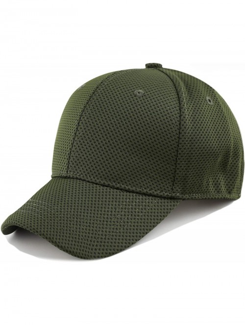 Baseball Caps Men's Curved Brim Stretch Fit Mesh 6 Panel Fitted Baseball Cap - Olive - C218I8STAKO $11.78