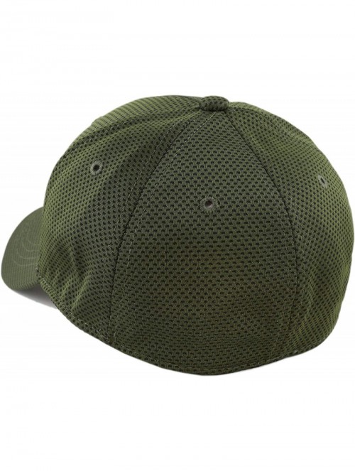 Baseball Caps Men's Curved Brim Stretch Fit Mesh 6 Panel Fitted Baseball Cap - Olive - C218I8STAKO $11.78