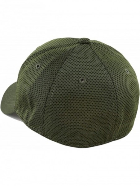 Baseball Caps Men's Curved Brim Stretch Fit Mesh 6 Panel Fitted Baseball Cap - Olive - C218I8STAKO $11.78