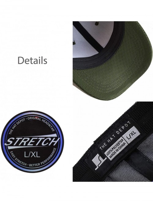 Baseball Caps Men's Curved Brim Stretch Fit Mesh 6 Panel Fitted Baseball Cap - Olive - C218I8STAKO $11.78